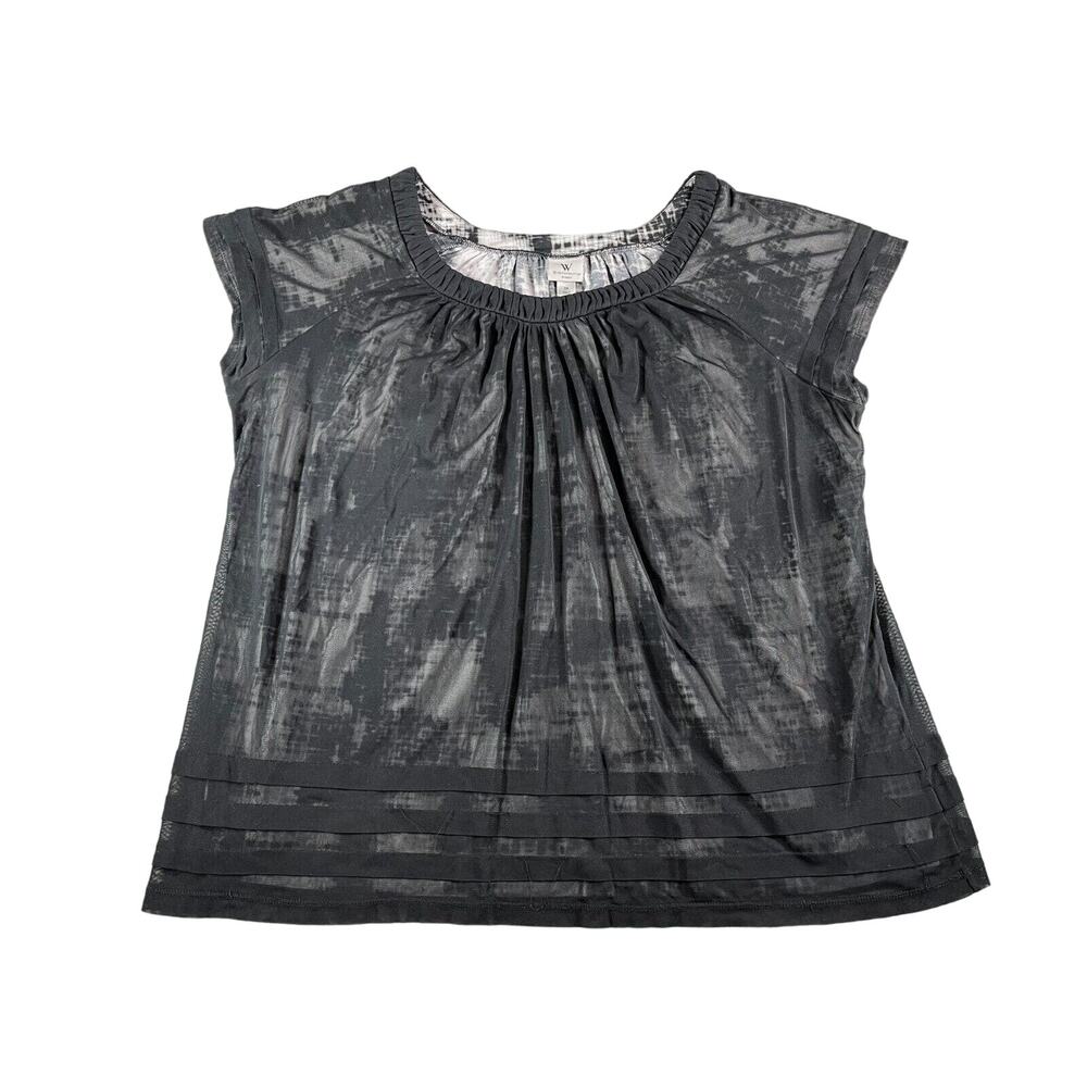 Worthington Woman Womens Shirt 3X Black Plus Size Round Neck Sleeveless